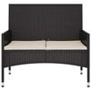 VidaXL 2-Seater Garden Bench with Cushions Black Woven Resin, Seat, Bench Chair, Patio Bench, Bench Seat, 319488