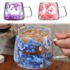 200ml Double Wall Coffee Mug with Handles Transparent Flowers Clear Milk Cups Fill Artificial Simulation Drinkware Glass for Bar