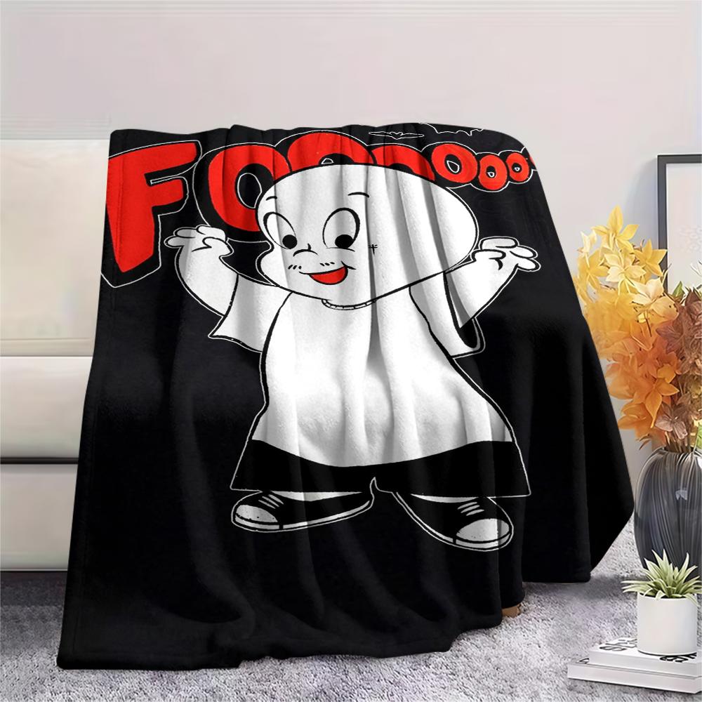 Casper Print Flannel Blanket, High quality Comfortable for All Seasons, Home Decor, Warmth and Comfort, Perfect for Christmas Gifts