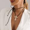 Аксессуары Темперамент Фланелевый шнурок Ретро Крест Разнообразие Носить Цепочка на ключицу Индивидуальное Креативное Ожерелье Женское