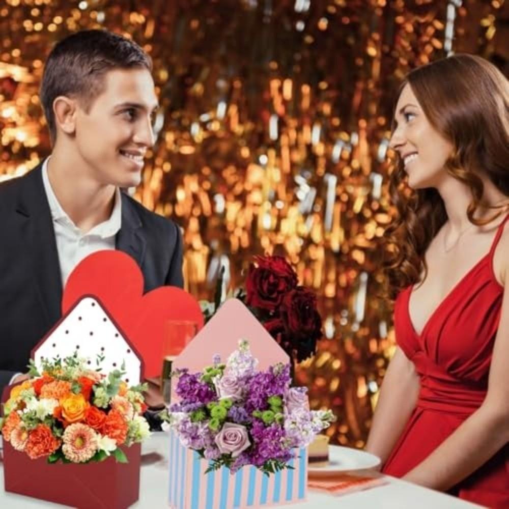 New Folding Valentine Envelope Boxes Empty Stripes Flower Bouquet Package DIY Flower Bouquet Paper Boxes Valentine's Day