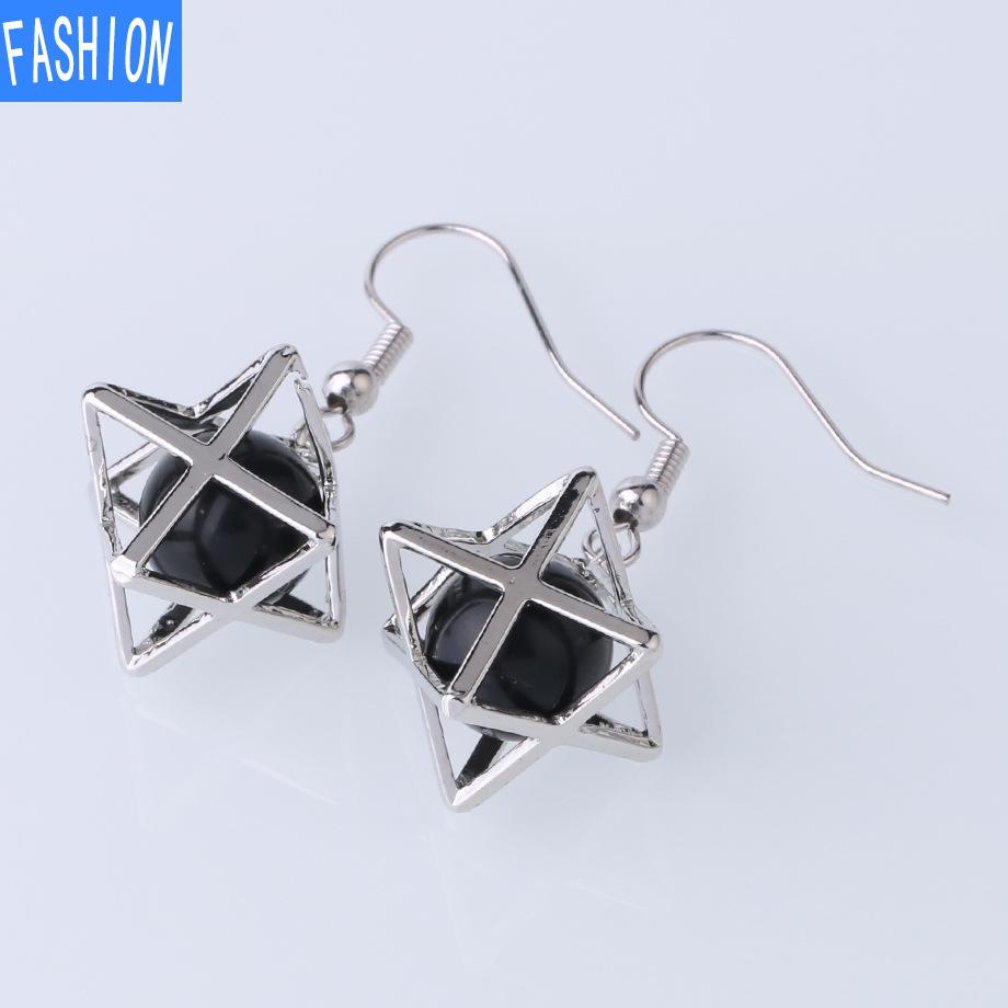 Серьги Melcaba Jewelry полые шестиконечные звезды клетка натуральный кристалл преувеличенные серьги женские серьги