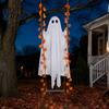 Waterproof Patio Tree Hanging Props Swinging Ghost Halloween Decoration for Outdoor Garden Yard, Weighted Fabric Flying on A Swing with LED