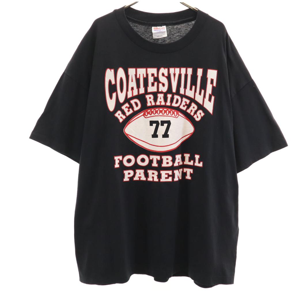 HANES 90s Made In USA Old Football COATESVILLE RED RAIDERS Short Sleeve T-shirt Men's Used
