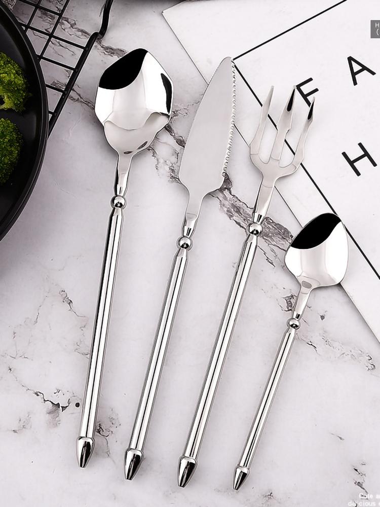 Набор столовых приборов из нержавеющей стали, нож, вилка, ложка, вестерн, стейк, кофе, десерт, ресторан, благородный и роскошный