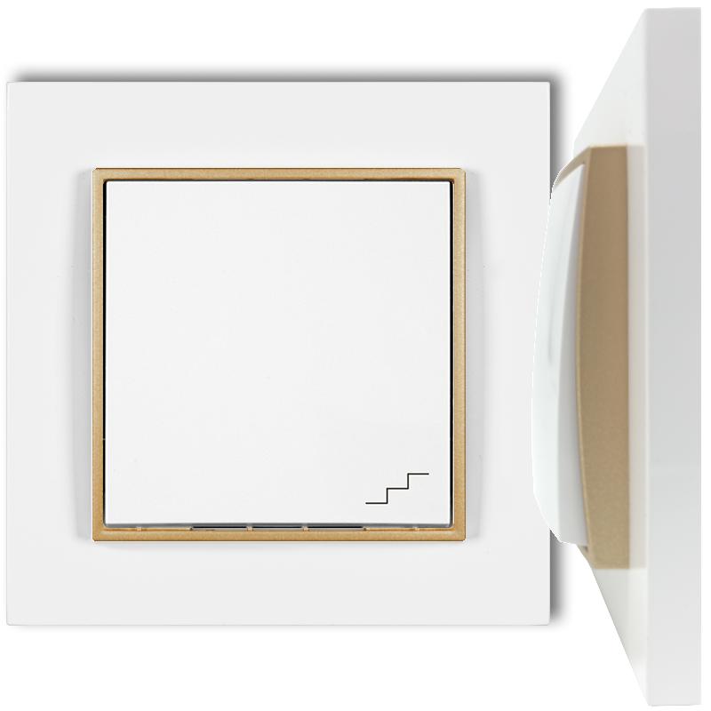 Staircase switch with frame Karlik mini, white/gold