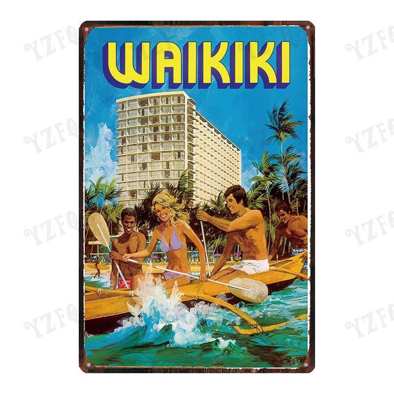 Aloha  Vintage Tin Sign Metal Plates For Wall Art Retro Home Living Room Decor Poster 30X20CM DU-4007A