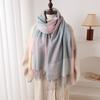 Colorful Checkered Autumn Winter Thicken Warm Scarf For Women Fashion Versatile Commuting Tassel Cashmere Scarves Pashmina