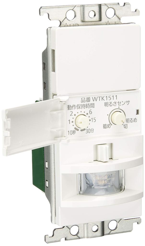 Panasonic Automatic Switch with Heat Wall Cosmo Wide Single Cut LED Only Manual Switch White WTK1511W Sensor, Mount, Series, 21, 2-Wire Type,