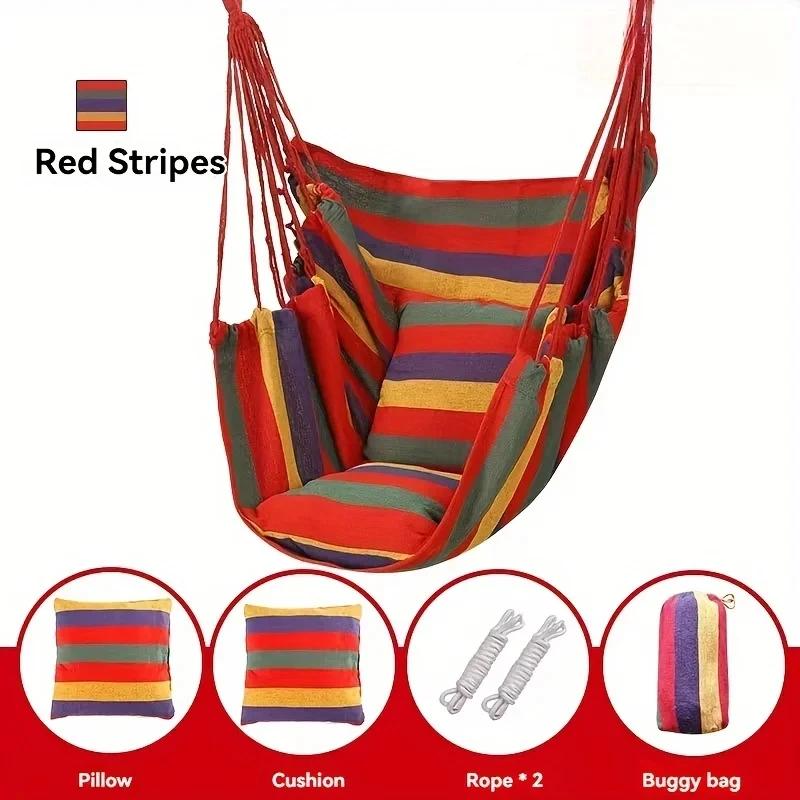 Кресло-гамак Портативное для улицы Кемпинговое кресло-гамак Холщовые кресла-качалки для отдыха Подвесные кресла Веревочные качели для помещений Кемпинговые гамаки
