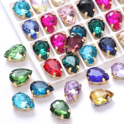 Fasion Glass Rhinestone Claw Различные цвета Mix Water Drop Tear Drop Пришить стразы из бисера на свадебное платье Аксессуары для одежды своими руками Пришивание аппликаций