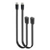 Плоский силиконовый кабель-зарядка USB Type C (папа) на маленький USB (мама) 10/20 см с угловым разъемом 90 градусов для тесных пространств