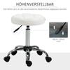 Swivel Stool, Salon Stool, Height Adjustable, Faux Leather, Quilted Design, diameter 35.5 x 48-63 cm, White/Silver