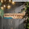 2D Flat, 1pc German Welcome To The Pool Bar & Grill Sign - Vintage Aluminium Decorative Sign Suitable for Home Porch, Backyard Patio, Poolside Grill