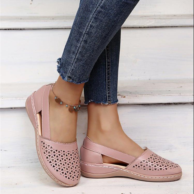 Fashion Women's Summer Flat Round Toe Sandals 2025 New Retro Button Sandals Comfy Mary Jane Comfortable Shoes for Women Plus Size 43