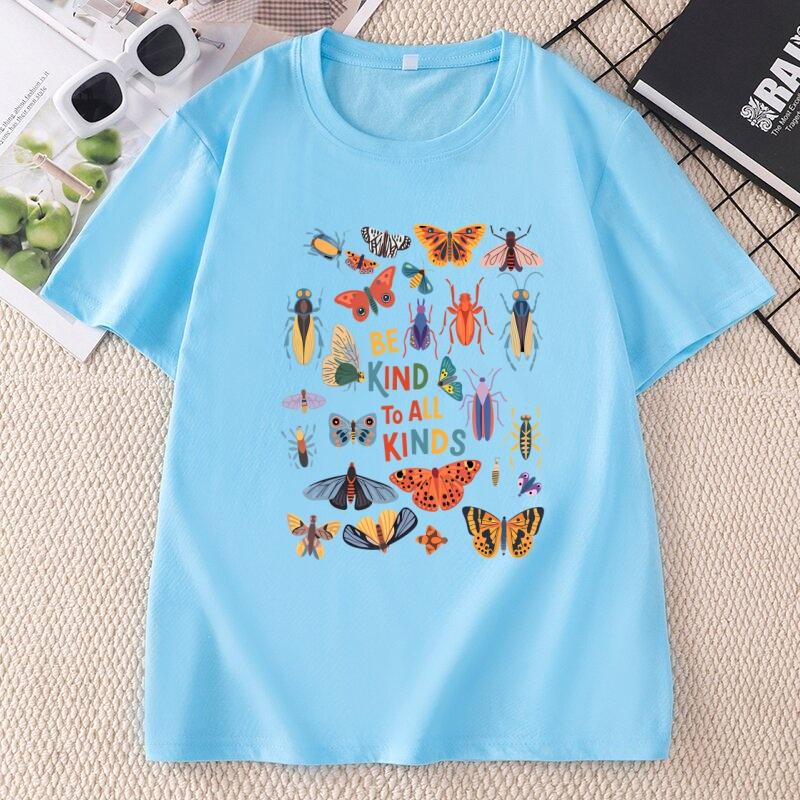 Be Kind To All Kinds T Shirt Unisex Insect Bug Butterfly Nature Lover Tshirt Wildlife Kindness Tshirt Casual Cotton Short Sleeve