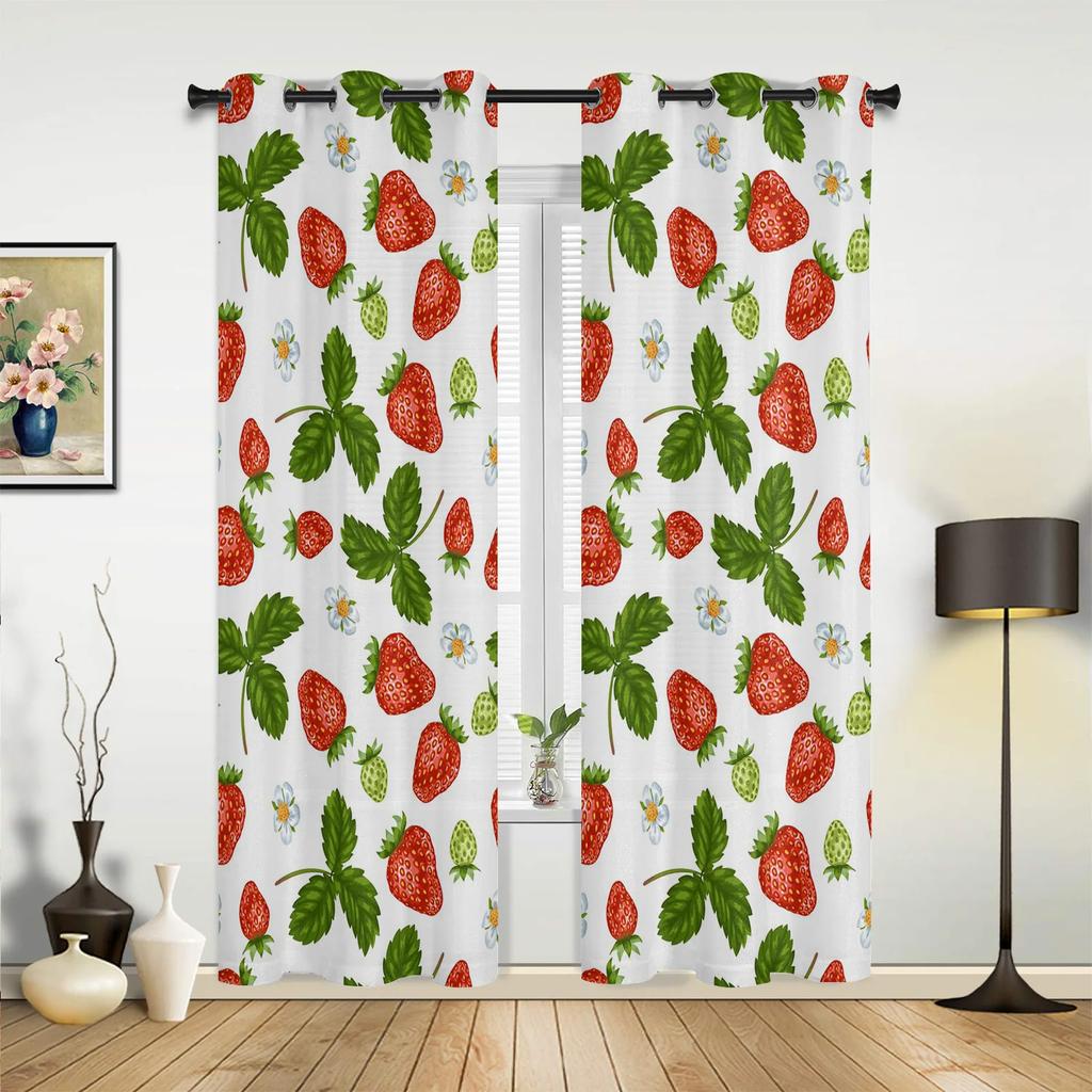 Fruit Cartoon Avocado Barbell Lovely Green Curtains for Bedroom Living Room Drapes Kitchen Children Window Curtain Home Decor