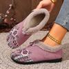 Women's Winter Embroidered Cloth Shoes, Middle-aged and Elderly Ethnic Style, Warm and Comfortable Soft Soled Cotton Shoes