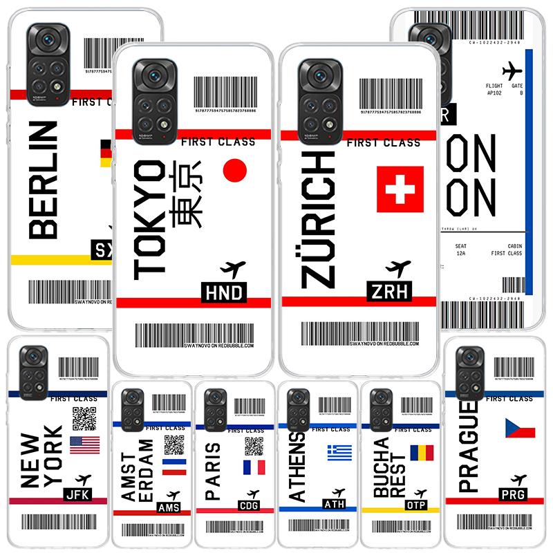 Travel Ticket Label Phnoe Case for Phnoe Case for Xiaomi Redmi Note 15 14 14S 13 Pro Plus 12 12S 11S 11E 10S 10 11T 5G Unique Co