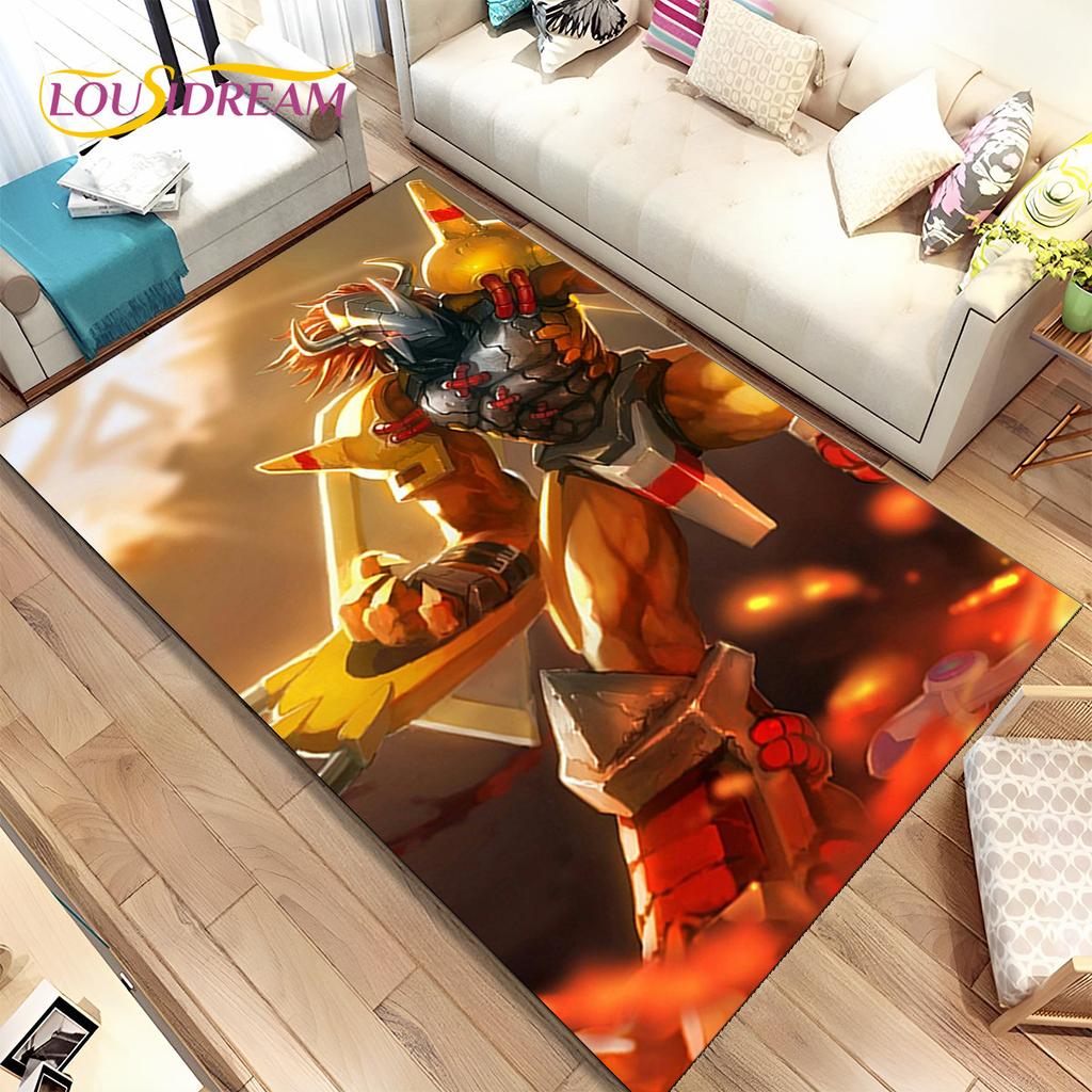 Cartoon Digimon Adventure Area Rug Large,Carpet Rug for Living Room Bedroom Sofa Doormat Decoration, Non-slip Floor Mat Cover 3D