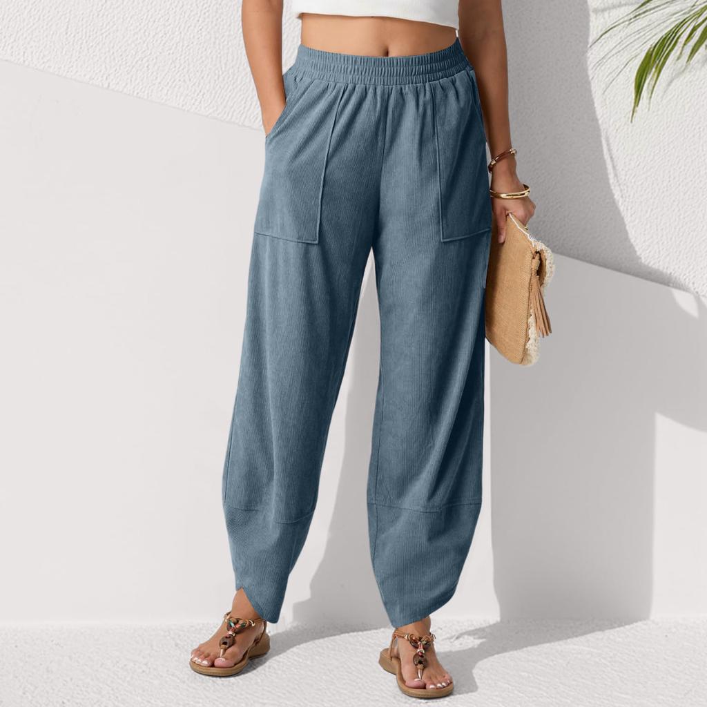 Модные женские однотонные повседневные укороченные брюки с карманами