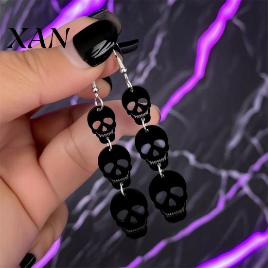 Cute Costume Earrings for Halloween Gifts 1 Pair Women, Acrylic Gothic Dangle Earrings, Creative Printed Spooky Bat Pumpkin Skeleton Drop Party Favors