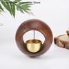 Wooden Magnetic Door Bell Entrance Opening Chime Round Bell Black Walnut Wood Hanging Doorbell Wind Japanese Room Chimes Decor