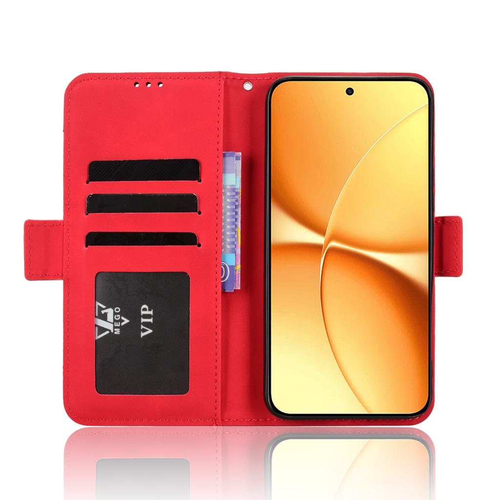 Wallet Case for Poco X8 Pro Max 5G - Leather/PU, Red, With Card Holder