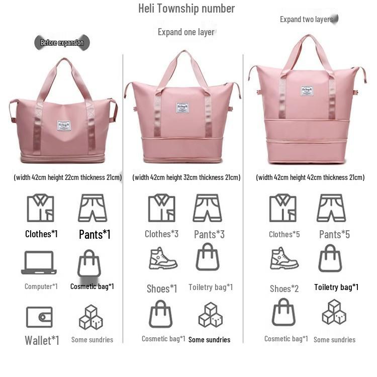 Expandable Water-Resistant Sports Bag with Wet/Dry Separation for Travel & Outdoor Activities