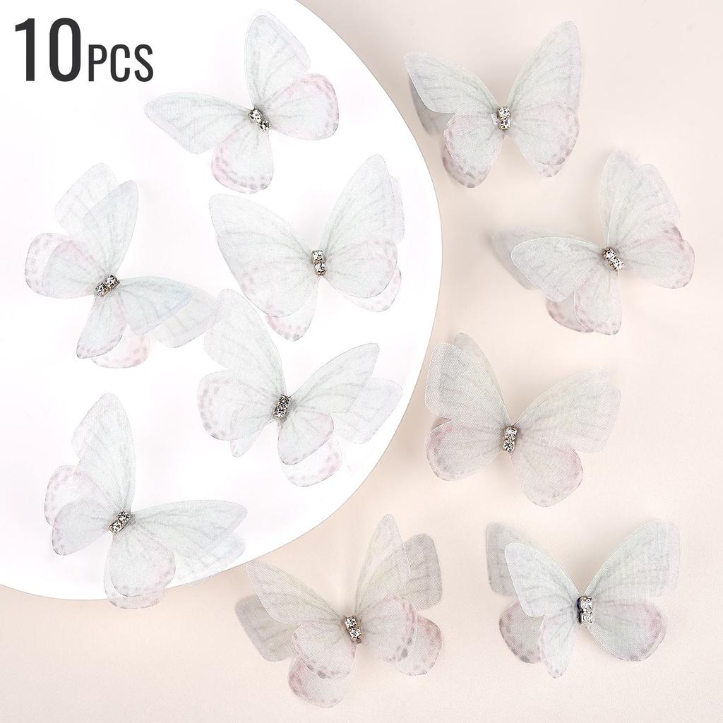 Gradient Color Organza Fabric Butterfly Appliques 10/20pcs Translucent Chiffon Butterfly For DIY Sewing Craft Decoration 5cm