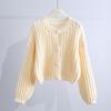 Short Sweater Cardigan for Women 2023 Autumn/winter Korean Loose Solid Long Sleeve Versatile Knit Sweater Cardigan Female Tops