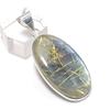 Natural Golden Rutile Gemstone 925 Sterling Silver Jewelry Pendant 1.89" R4k39