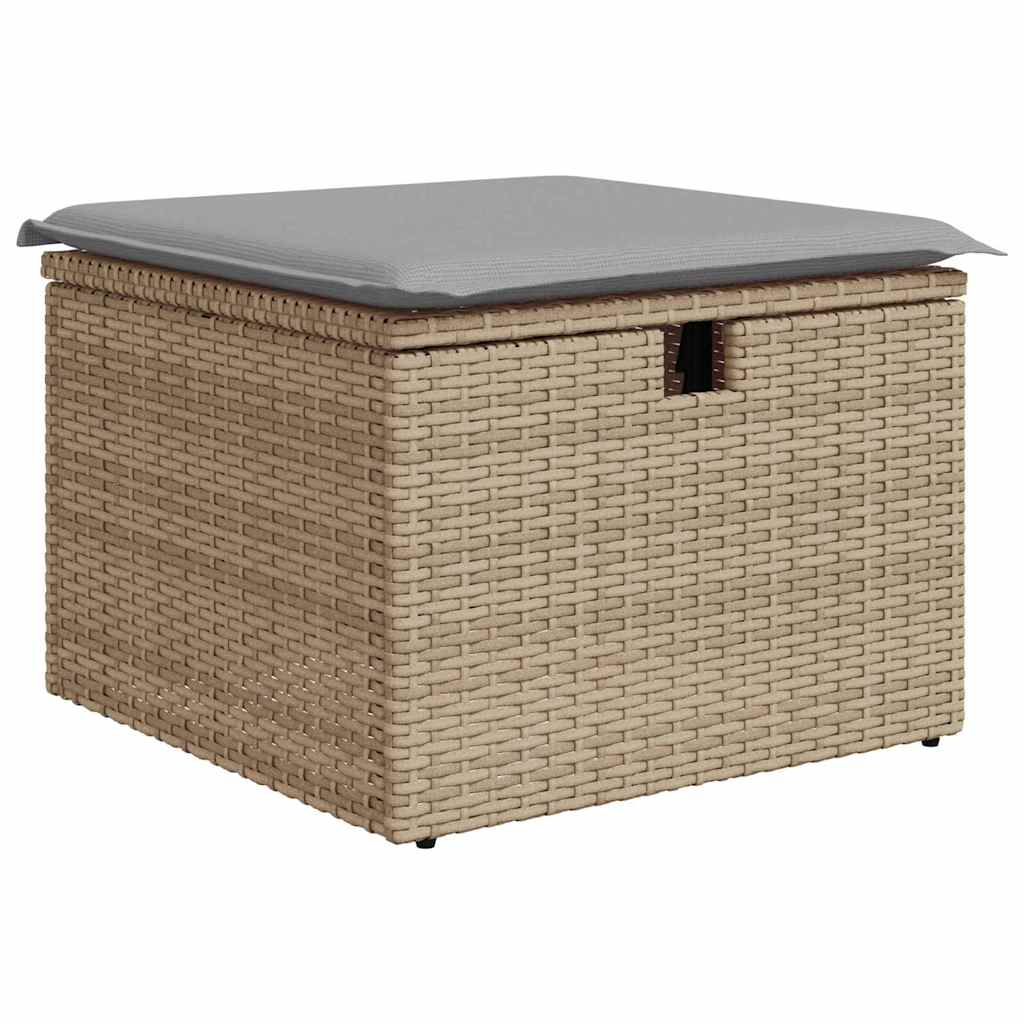 Garden Sofa Set with Cushions and Storage 8 pcs Beige Poly Rattan