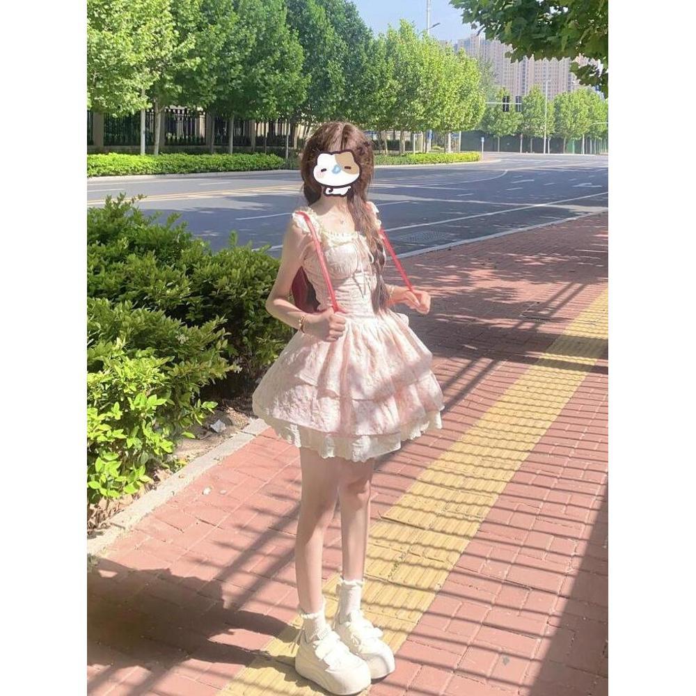 Девочки французское цветочное платье, маленькие рукава-крылышки, платье-торт принцессы, юбка-пачка на талии, детская летняя первая любовь, молочный сладкий