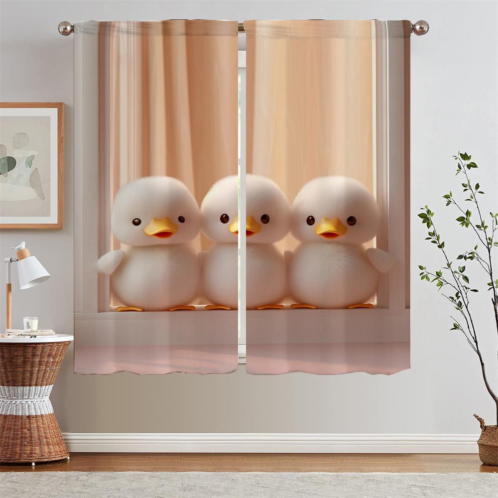 Happy Duck Разделение Кухонные Шторы для Дверей Гостиная Шторы Подхваты Спальня Затемняющие Шторы 2 Шт. Комплект Оконные Жалюзи