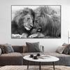 Black and White Lions Canvas Paintings On the Wall Art Posters and Prints African Animal Head To Head Cuadros Picture Home Decor