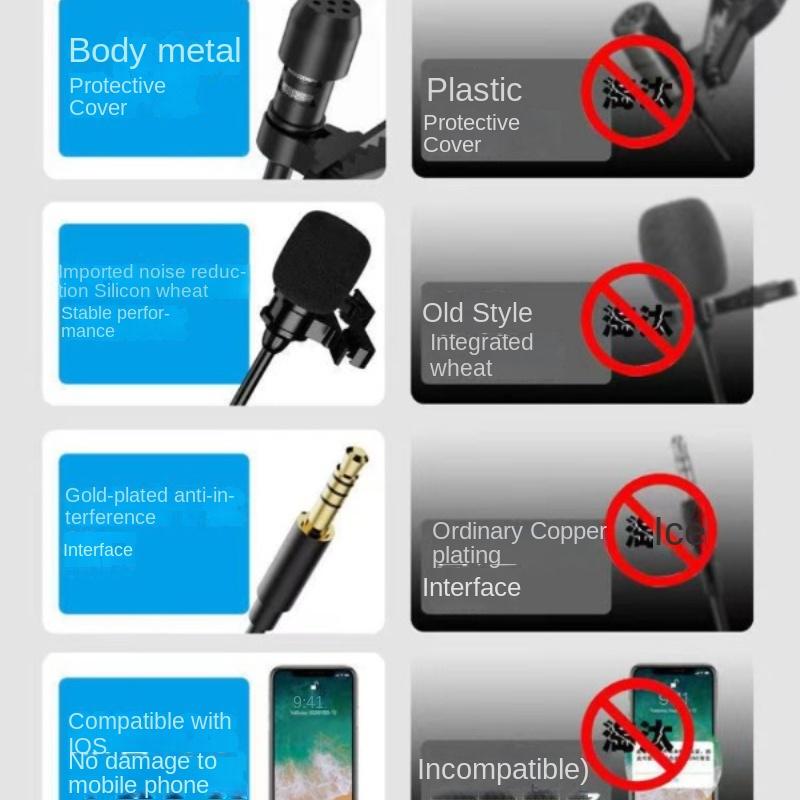 Mobile Phone Mini Microphone, Karaoke Voice-activated Wired Recording Lavalier Microphone