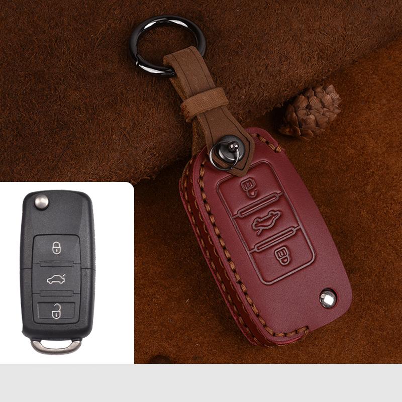 Leather Car Key Case Full Cover Protection For Volkswagen VW Jetta Golf 7 MK7 Seat Ibiza Leon FR2 Altea Aztec Polo Passat Tiguan