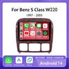 Android 14 Carplay Auto для Mercedes Benz S-Class S Class W220 VV220 1998-2005 Автомобильный Радио Навигатор GPS Мультимедиа Видео Плеер