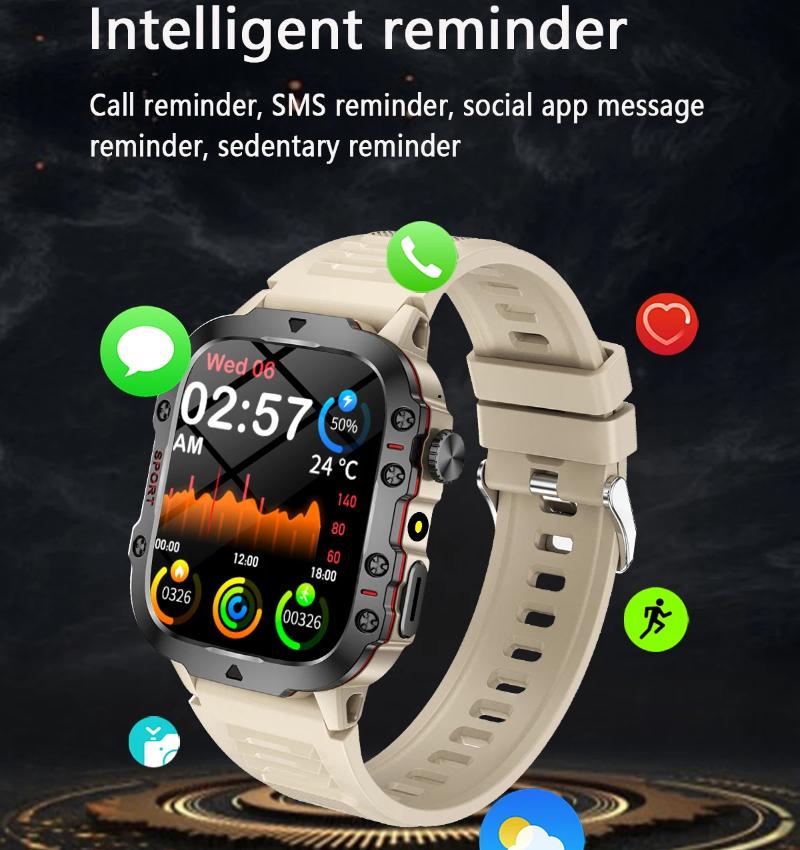 2025 Новые военные смарт-часы для мужчин IP68 5ATM для занятий спортом на открытом воздухе, фитнес-трекер, монитор здоровья, 1,81-дюймовые смарт-часы с BT-вызовом для Xiaomi