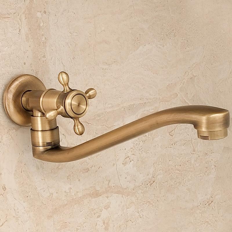ELLEN Single Cold Facuet Wall Outdoor Mop Pool Faucet Antqiue Bronze Wall Kitchen Sink Faucet Rotatable ML982