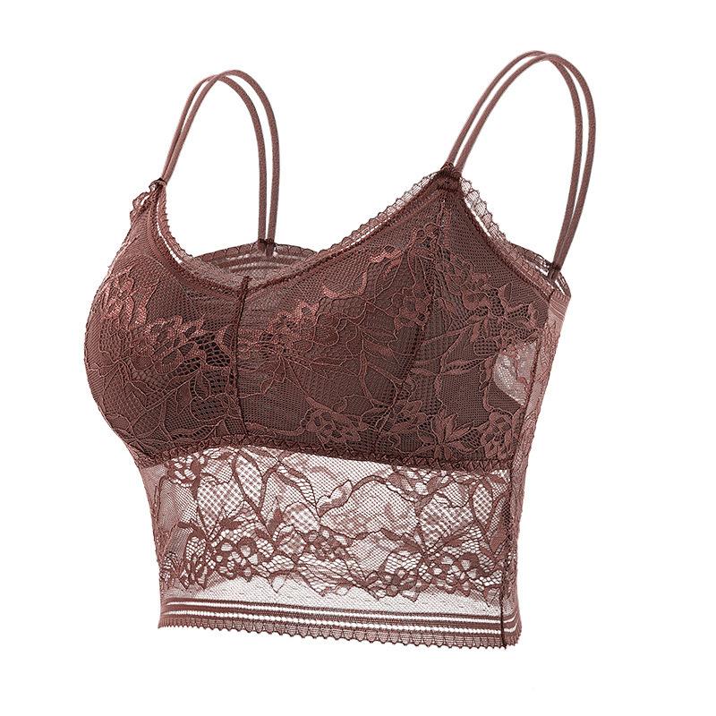 Women's Sexy Lace Double Strap Vest Tank Top M-2XL Plus Size Push Up Bra Stretch Underwear