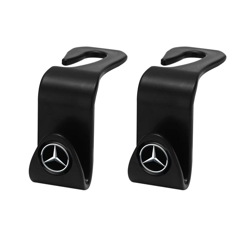 DDE2 2Pcs Car Seat Back Hooks Portable Storage Holder For Mercedes Benz AMG E S C A B Class GLE GLS CLS GLC CLA GLA GLK GLB ML C300