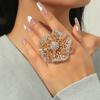 Oversize Geometric Hollow Flower Rings For Women Adjustable Big Ring Wedding Accessories Rings Jewelry