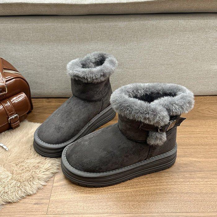 Leather Thick-soled Heightening Fluffy Snow Short Boots for Children, Winter Piling and Thickening To Keep Warm 2025 New Popular Cotton Shoes