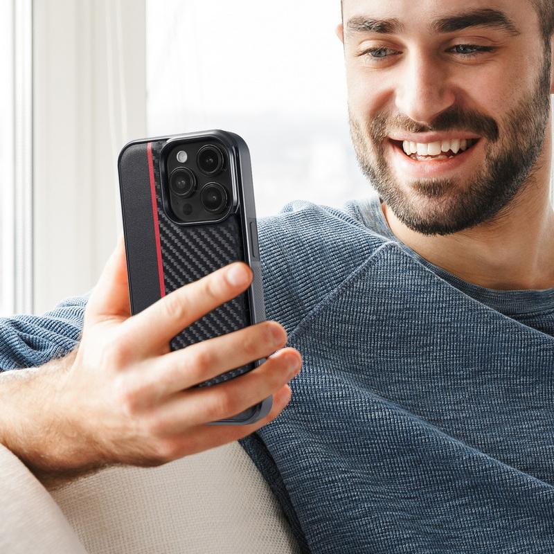 Чехол из кожи с узором из углеродного волокна для Samsung S25 Ultra S24 FE S23 A16 A55 A14 A35 iPhone 16 15 14 13 12 Pro Max 11, противоударный, роскошный, задняя крышка