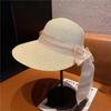 Foldable Beach Hat Summer Women Straw Hats Sun Hat Sunshade Panama Cap with Big Bow Beach Hat Outdoors Travel Caps