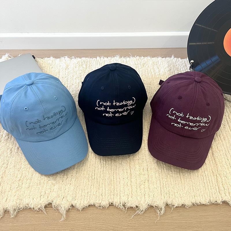 American Letter Embroidery Soft Top Cap Women'S Casual Versatile Big Head Circumference Showing Face Small Baseball Cap Men