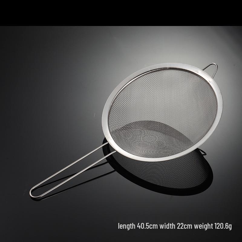 Stainless Steel Mesh Strainer: 201 Rim, 30 Mesh, for Soy Milk & Traditional Chinese Medicine, Large with Wire Handle