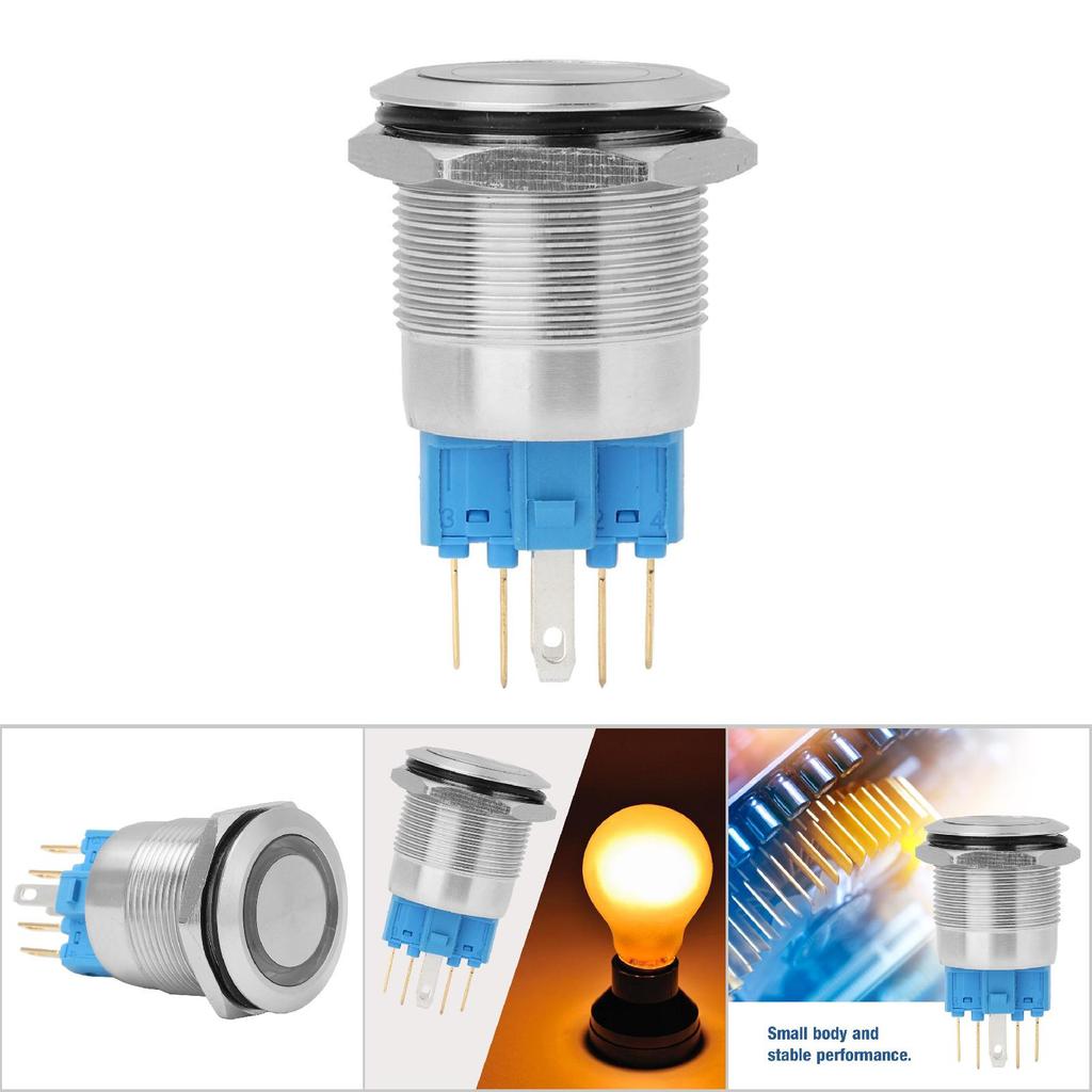 20 шт. 22 мм самоблокирующийся тип плоская головка с подсветкой кнопочный переключатель из нержавеющей стали(синий)